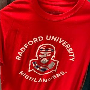 T-shirt says Radford University Highlanders